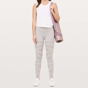 LULULEMON WUNDER UNDER PANT HIGH RISE TECH MESH 28" DARK CHROME SIZE 6